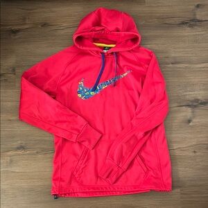 Nike Red Hoodie with Blue Swoosh